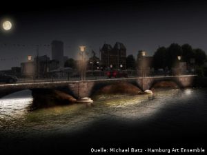 Lichtinszenierung Hafenbrücke Neustadt
